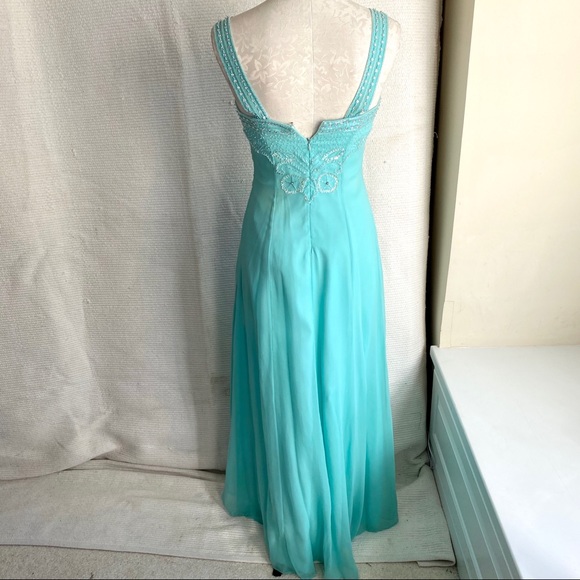 Alyce Paris S/M Silk Chiffon Formal Dress Mint - Picture 4 of 8